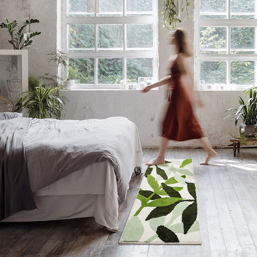 Leaf Bathroom Runner Rug 24X60 Non Slip Long Bathroom Rugs Green Extra Large Bat - Picture 6 of 7