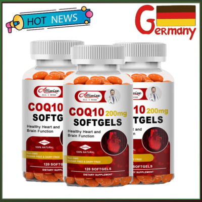 3 Flaschen Coenzyme Q10 Kapseln hochdosiert - 200mg - 100% CoQ10 Ubiquinon