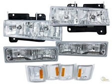 94 95 96 97 98 99 Chevy Ck Tahoe Suburban Headlights Corner Bumper Lights Set