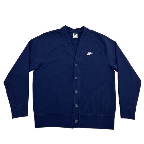 Nike Club Knit Fairway Cardigan Sweater Men's M Blue Long Sleeve