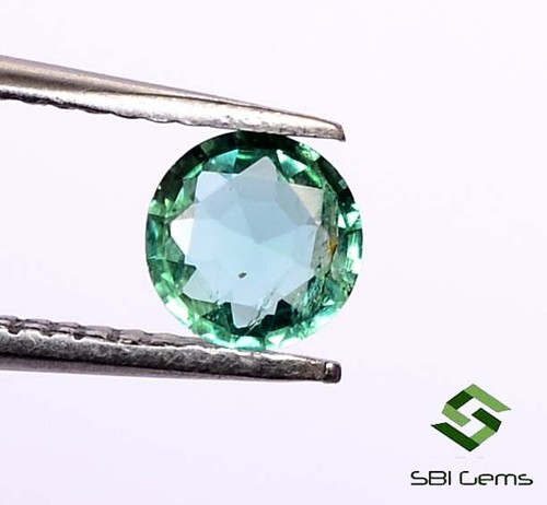 Smeraldo Naturale Certificato 0,21 Cts Taglio Tondo 4,30 mm Pietra Preziosa Sfaccettata Non Riscaldata - Foto 1 di 4