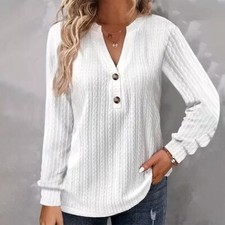 Ladies Jumper Top V Neck Pullover Women Loose Long Sleeve Casual Work Knit Tops