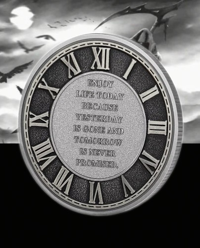 Stoic Memento Mori & Vivere Challenge Coin - Tempus Fugit EDC Reminder Token - Bild 2 von 9