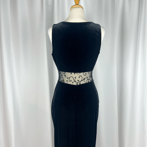Vintage All that Jazz Long Dress Size Small Black Sheer Side Front Slit Y2K - Picture 6 of 10
