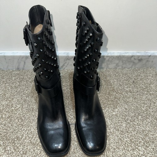 Michael Kors Bryn Black Studded Mid Calf Biker Boots. Size 4 - 5 US 7 - Picture 2 of 7