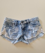 RUE 21 juniors denim jean cut off Shorts 0 beach surf distress destroy look