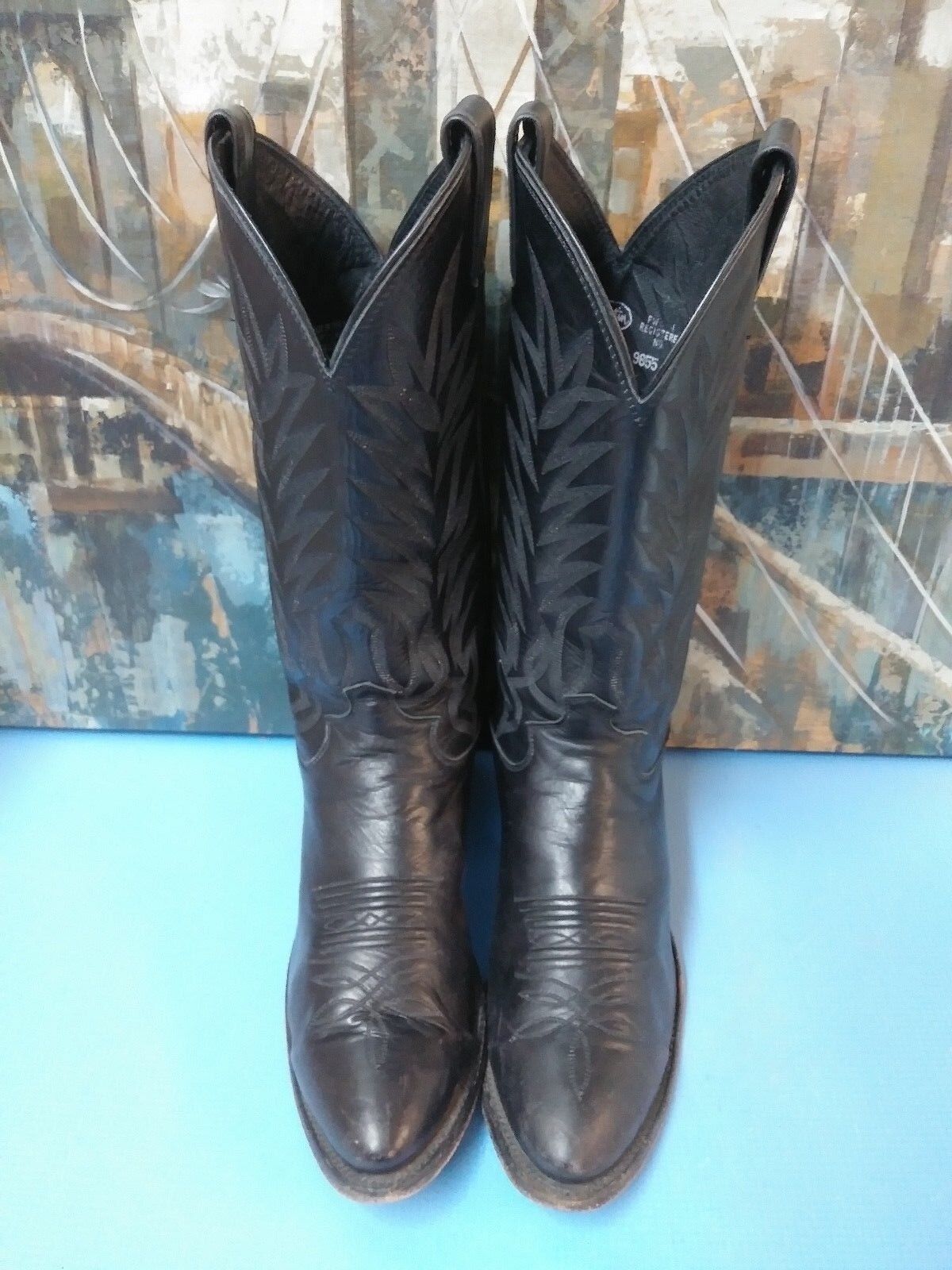 Justin J41924 Men's Cowboy Boots, size 8 D  Black - image 3