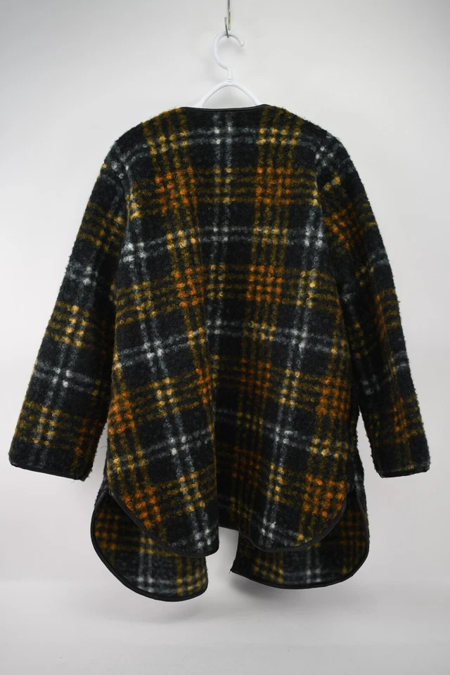 Ava + Viv размер 1 X женщин черный оранжевый Tartan клетку флис открытый переднее пальто - Изображение 2 из 3