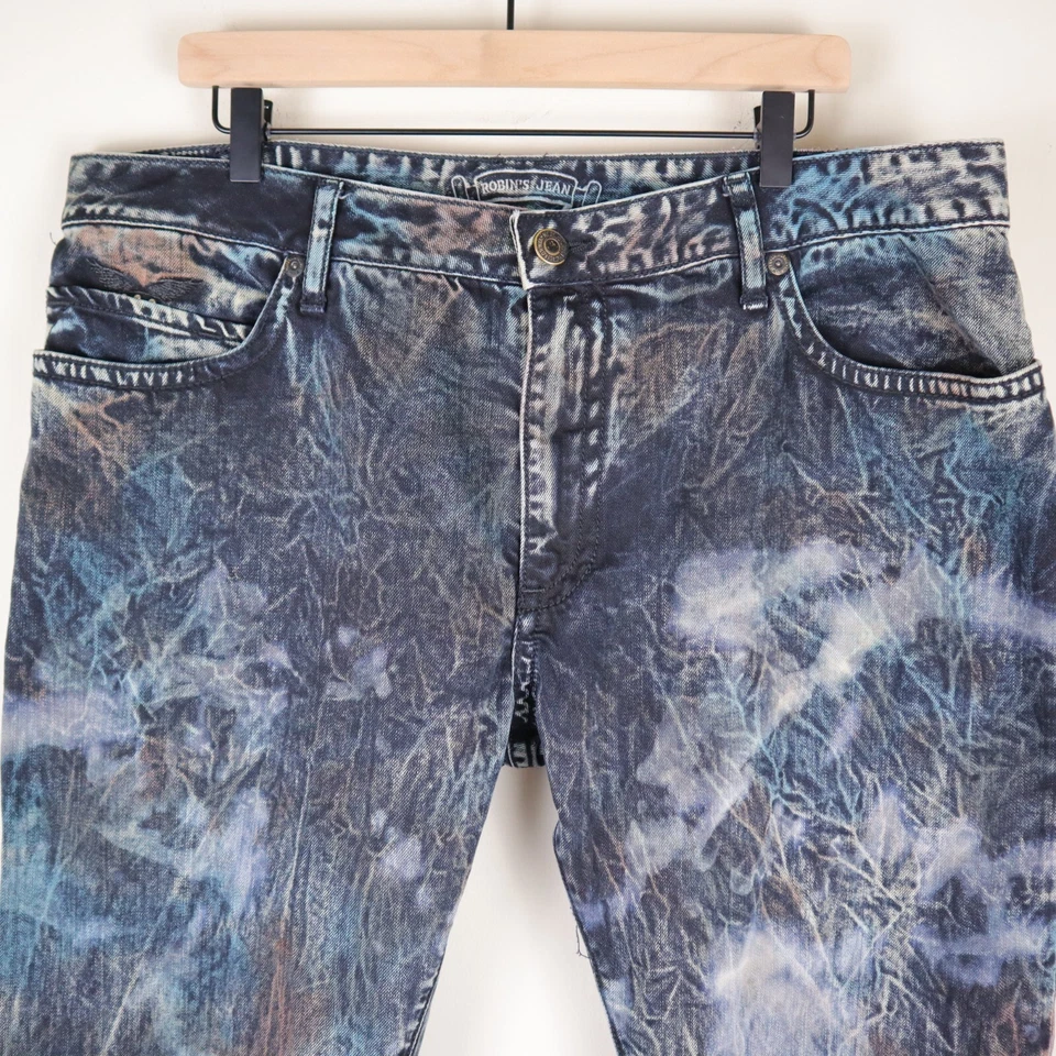 Robin's Jean Long Flap Crazy Wash Blue & Silver Size 40 Waist 39" Inseam 30" - Image 4 of 4