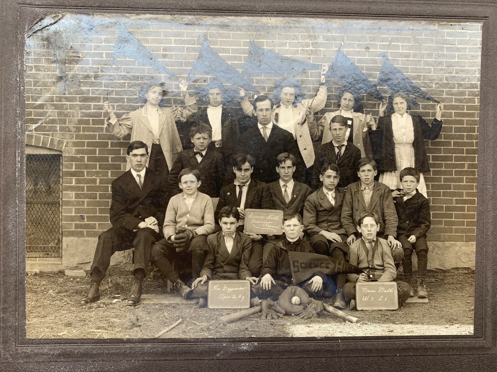 B&W Photo Science Hill School Grammar Room Baseball Team April 2 1909