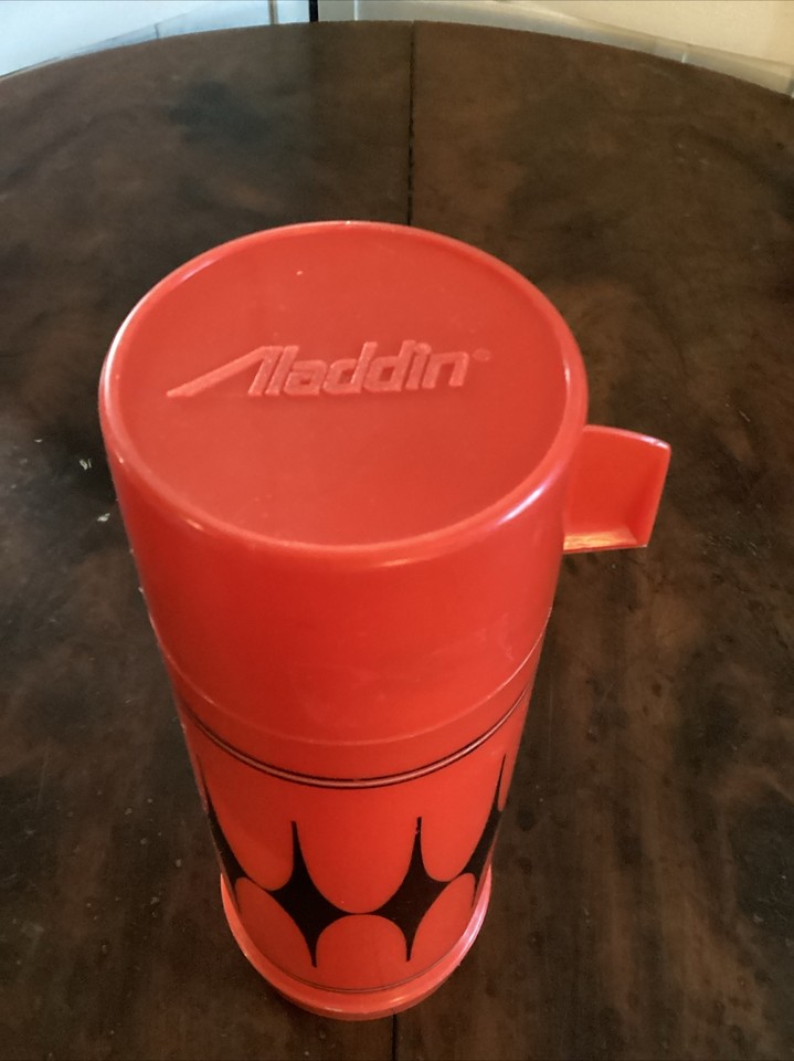 Alladin Vanguard Thermos Bottle 23C Pint Red Black Diamond Vintage thermos eBay