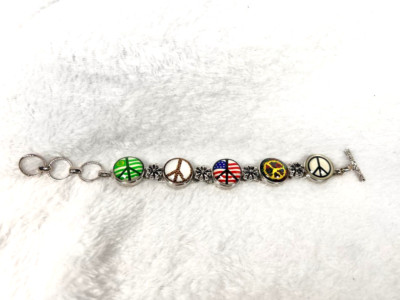 adjustable bracelet Snap jewelry 18mm fit GingerSnaps Peace Sign toggle