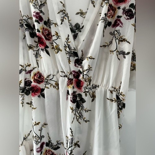 Boohoo Plus Flower Ruffle One Piece White Romper Plus Size 18 - Picture 5 of 13