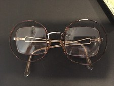 Rare vintage eyeglasses large square lense with metal circle