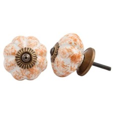 Set Mit 8 Berieselt Orange Mittelgro&szlig; Keramik Griff