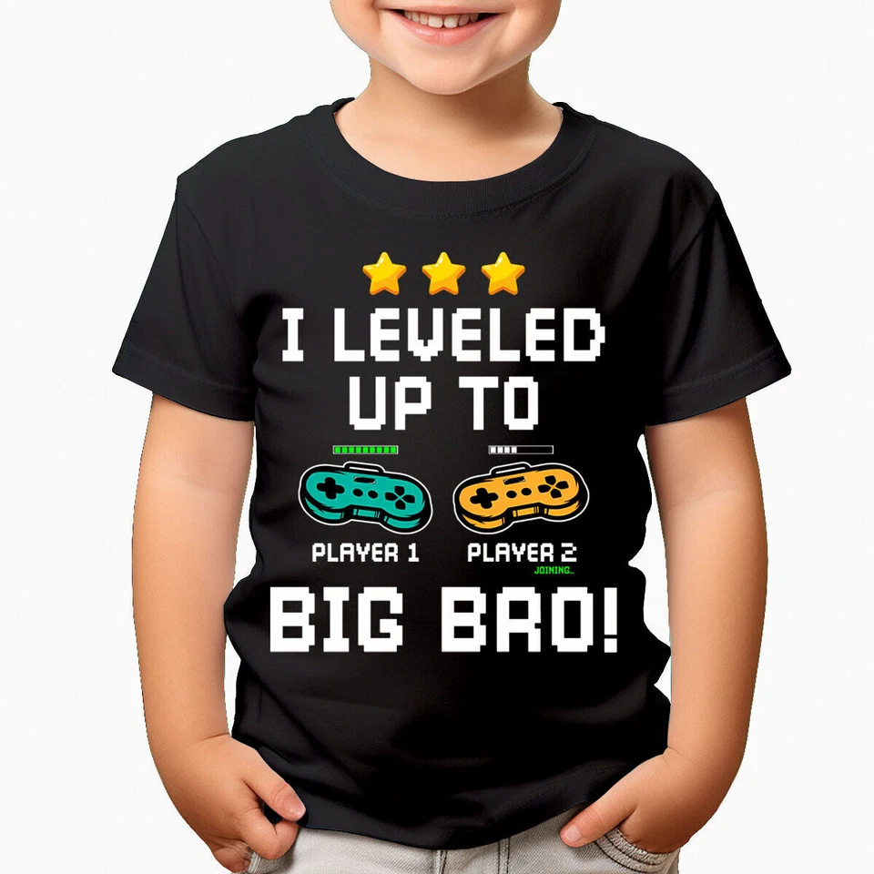 I Leveled Up To Big Bro Funny Brother Gaming Boys Girls Teen Kids T-Shirts #6NE