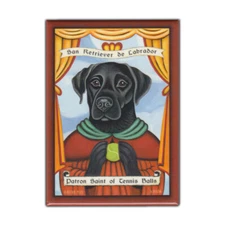 Retro Pets Magnet, Patron Saint, Black Lab Dog (Labrador Retriever), 2.5" x 3.5"
