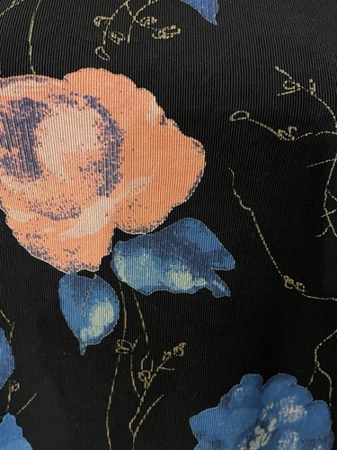 Mirasol Top Women XL Black Multi Floral Acetate Blouse Cowl Boat Neck 3/4 Sleeve - Picture 2 of 7