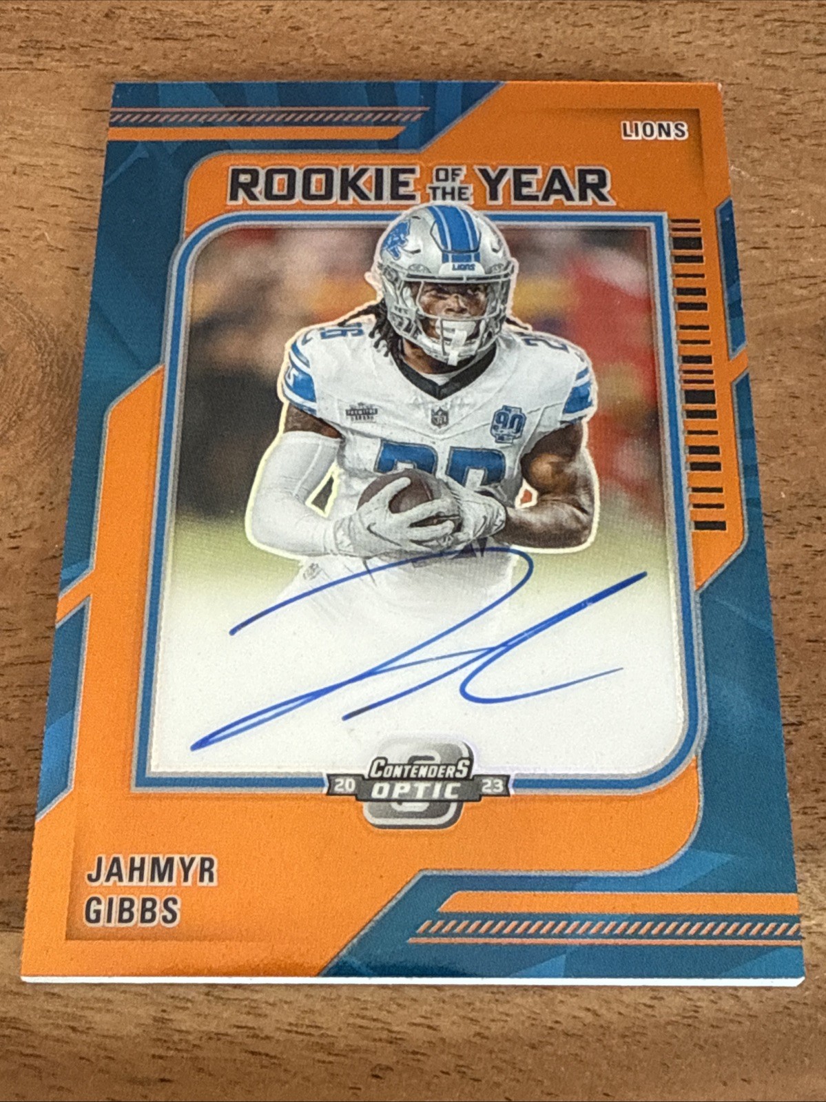 2023 Contenders Optic Jahmyr Gibbs Rookie of the Year Orange Prizm Auto /50🔥