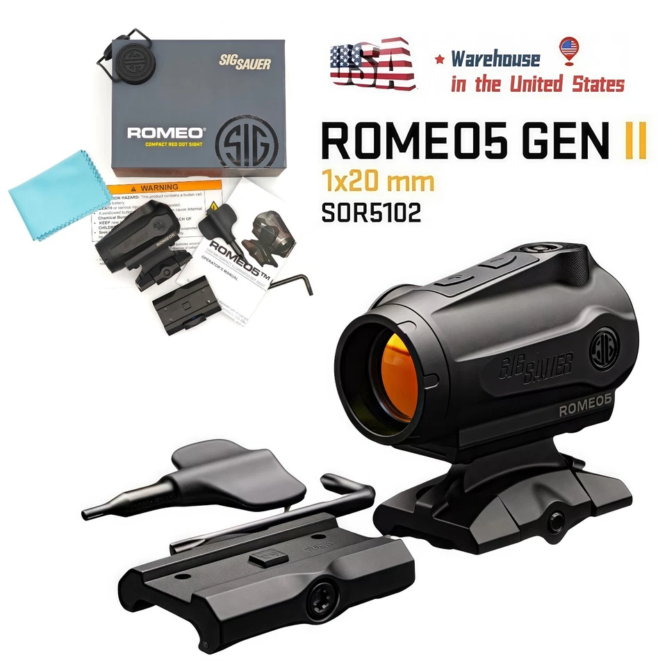 Sig Sauer Romeo5 Gen II Compact 1x20MM 2 MOA Reflex Red Dot Sight Optic SOR5101