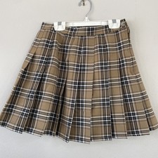 Wild Fable Side Zip Low Rise Pleated Plaid Mini Skirt Camel  Black Sz XS