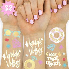 Bride Vibes Bachelorette Tattoos - 32 Glitter Styles  Bach Party Decoration, Br