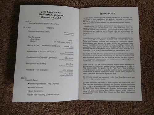 SCOUT BSA 2003 FRED C. ANDERSEN CAMP 75TH ANNIVERSARY PROGRAM INDIANHEAD COUNCIL - Picture 4 of 5