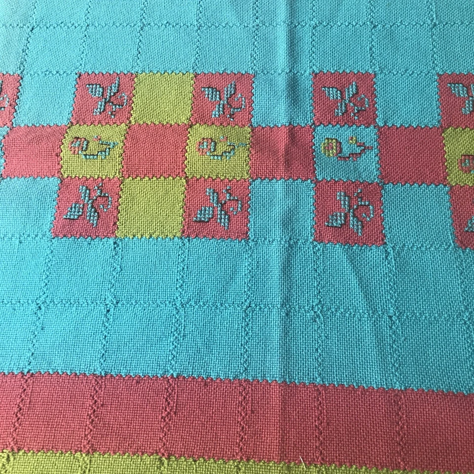 "Manta acolchada de retazos tejida cuadrada abuela de lana hecha a mano 46"" x 68"" DE COLECCIÓN" Foto 4 de 4