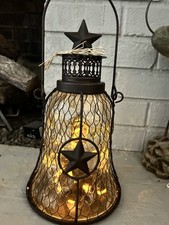 Lighted Patio Lantern Enclosed Glass with Wir...