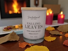DW Home Scented Falling Leaves Whtie Candle, Single Wick, Wooden Lid