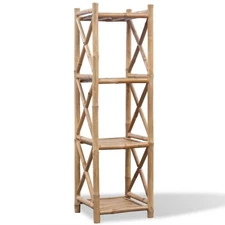 Bookcase Bamboo Compact Shelf Square Tropical Bamboo Shelf
