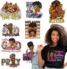 Black Girl DTF Transfers Ready to Press, 9 Sheets Black Women Iron on Transfers