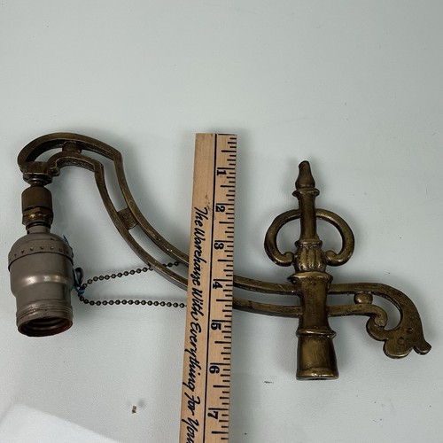 Vintage Brass Art Nouveau Leaf Bridge Arm - Floor Lamp Replacement Part - Picture 5 of 12