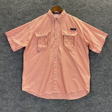 Columbia PFG Super Bahama Shirt Mens XL Orange Check Vented Omni-Shade Fishing