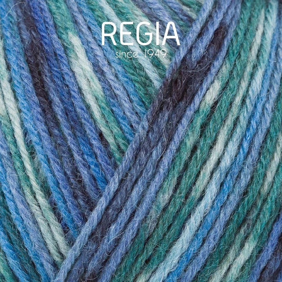 Línea de diseño Regia Arne Carlos azul verde hilo 4 capas hilo calcetín dedos 100 g Foto 2 de 4