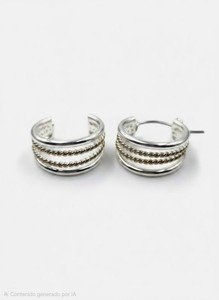 vintage-style earrings feature a two-tone design with sterling silver bands and