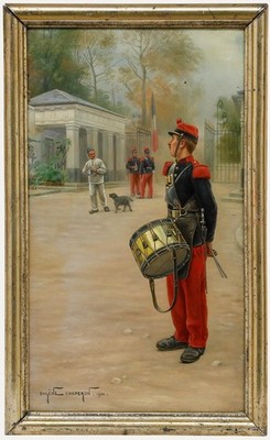 Eugene Chaperon (1857-1938) - Gerahmt 1904 Öl, Der Trommlerjunge