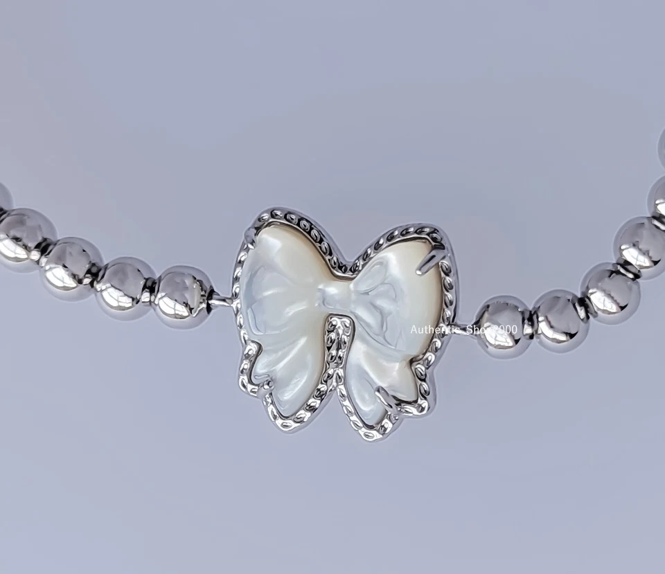 NUEVO 100% Auténtico KENDRA SCOTT Plata Marfil MoP Haley Arco Cuentas Pulsera Elástica Foto 3 de 4