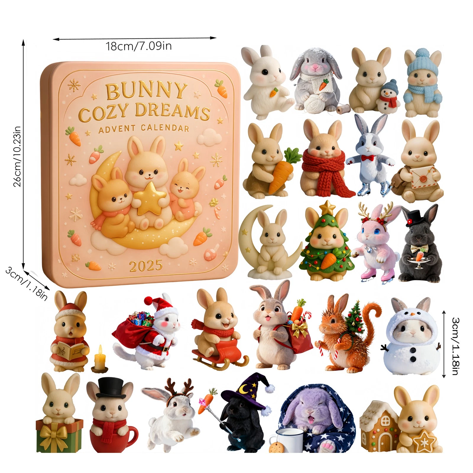 Christmas Countdown Bunny Cozy Dreams Advent Calendar 24 Days 2D Blind Box Gift
