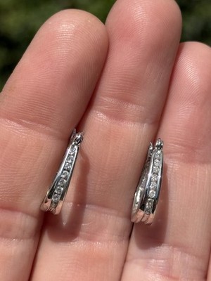 Wunderschöne 14k Weißgold Diamant Creolen so edel kein Schrott 3g