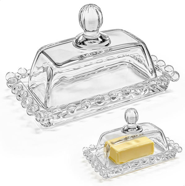 10,8 * 6,7 * 6,5 CM Butterdose Glas Mit Deckel, Glas-Butterdose, Quadratische Bu-image