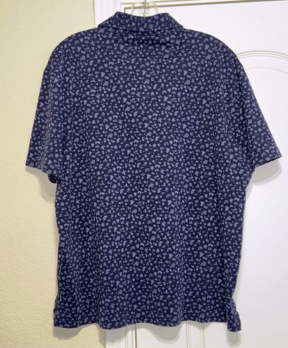 Ralph Lauren Polo Shirt Mens Large Blue Floral Custom Classic Fit Short Sleeve - Picture 3 of 4