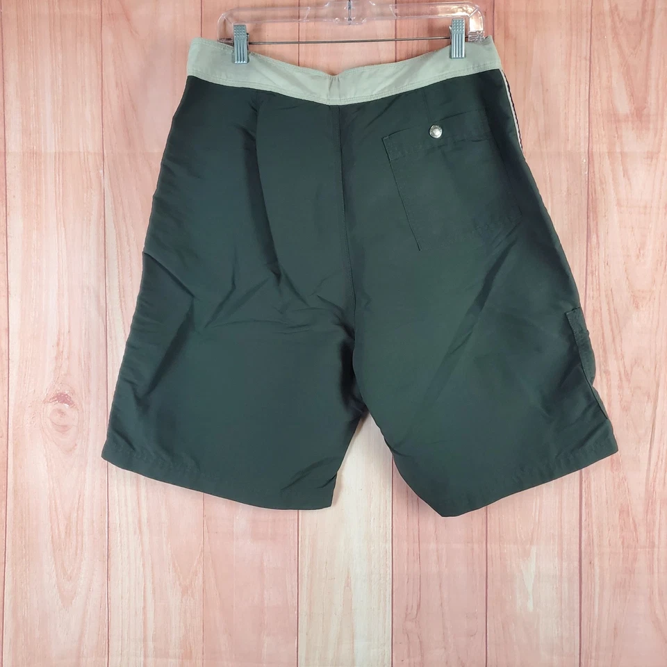 Abercrombie & Fitch Board Shorts Mens 34 Green Nylon Drawstring Swimwear Beach - Image 3 of 4
