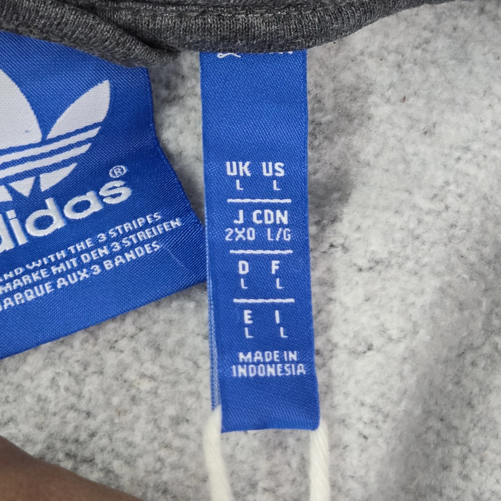 Adidas Men Jacket L Gray Fleece Activewear Zipper Logo Long Sleeve READ - product detail image 5
