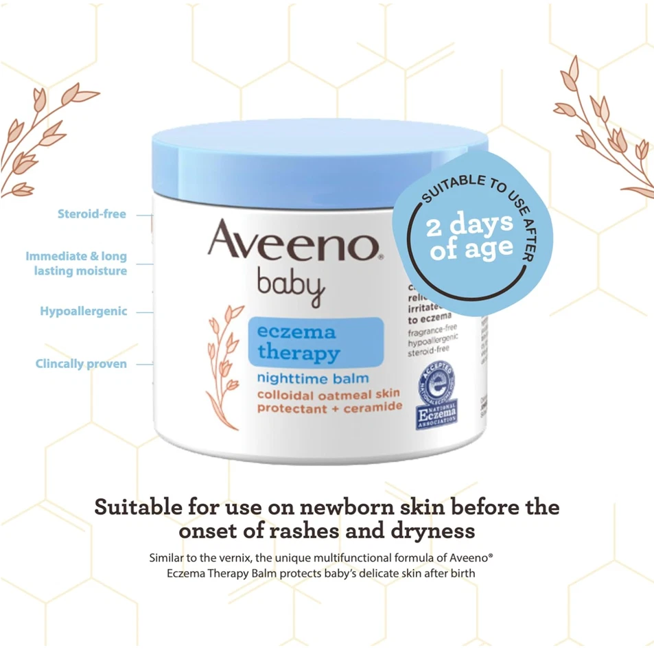 Aveeno Baby Eczema Therapy Nighttime Balm with Oatmeal and Dimethicone 312g | UK - Image 4 of 4