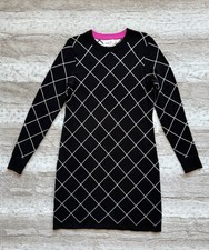 NWT💕$148 Eliza J Diamond Print Sweater Dress In Black & White Size S
