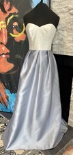 Alfred Sung Dress Size 10 Sateen Twill Sweetheart Platinum Blue & White D755S