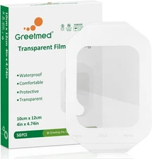 Transparent Film Dressing 50 Packs 4'' x 4.75'' Waterproof 4" x 4.75"(50pcs) 