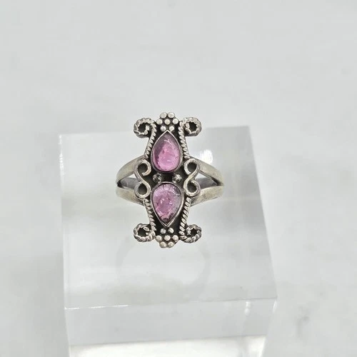 Sterling Silver Amethyst Natural Stone Vintage Ring Size 7