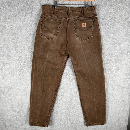Vintage Carhartt Pants Men's 36x30 Brown Union Made USA 90's Faded Worked - Picture 2 of 9